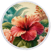 Lofaris Hawaii Styles Floral Relaxtion Round Beach Towel